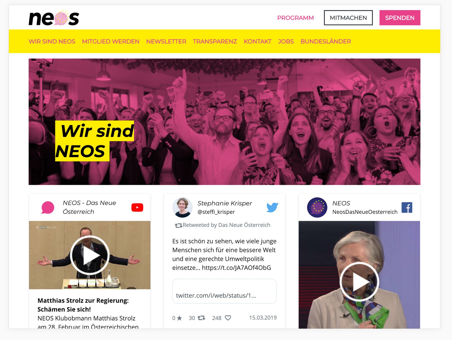 NEOS Online-Auftritt